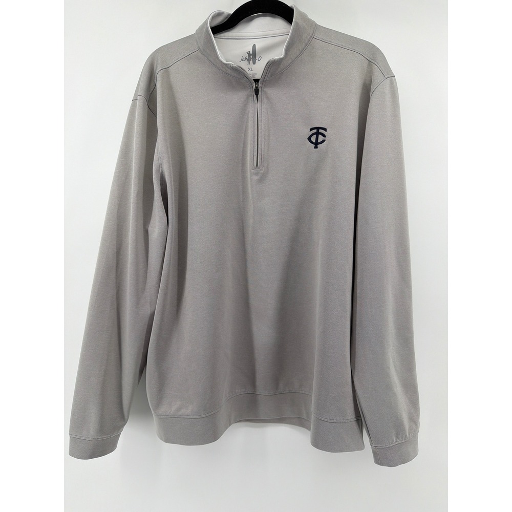 Johnnie-O Minnesota Twins XL Mens Gray Polyester 1/4 Zip Pullover Golf Sweater